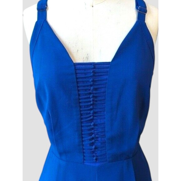 Adelyn Rae Straight Leg Jumpsuit Sz SM Cobalt Blue Cocktail Knot Front V Neck - Picture 4 of 9